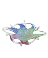 Venetian Italian Handblown Art Glass Candy Dish Encased Pastel Colors No... - £28.57 GBP