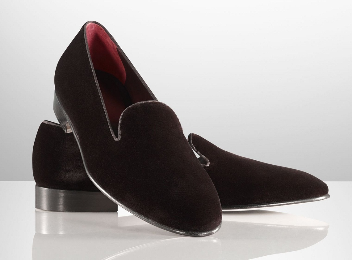 NEW MEN BROWN VELVET LOAFER SLIPPERS WITH LEATHER SOLE, MENS VELVET SHOES