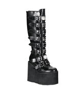 SALE DEMONIA SWI815/B/PU Wedge Platform Buckle Straps Black Knee High Bo... - $1,586.42 MXN