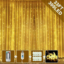 10 X 10Ft 300Led Usb Curtain Fairy Strip Light Warm White Wedding Party Home Usa - £23.17 GBP