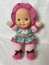 Goldberger Toys Baby’s First Giggles Plush Doll 13&quot; Blue Eyes Pink Clothing - £6.80 GBP