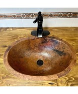 19&quot; Oval Copper Bathroom Sink in Natural Patina with Grid Drain - $179.95
