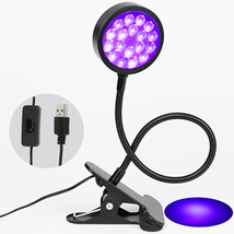 UV LED Black Light Clamp Light with USB, Upgraded 5W 395Nm Portable Gooseneck La - £16.91 GBP