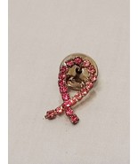 Vintage Pink Rhinestone Prong-set Ribbon Silver Tone 3/4&quot; Lapel Pin Awar... - £12.01 GBP