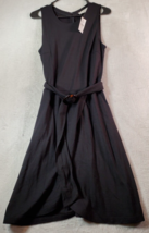 LOFT Fit &amp; Flare Dress Womens Size 6 Black Rayon Sleeveless Round Neck Back Zip - £23.42 GBP