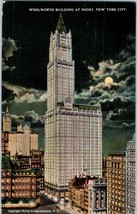Woolworth&#39;s Building at night New York City, New York Postcard - £5.48 GBP