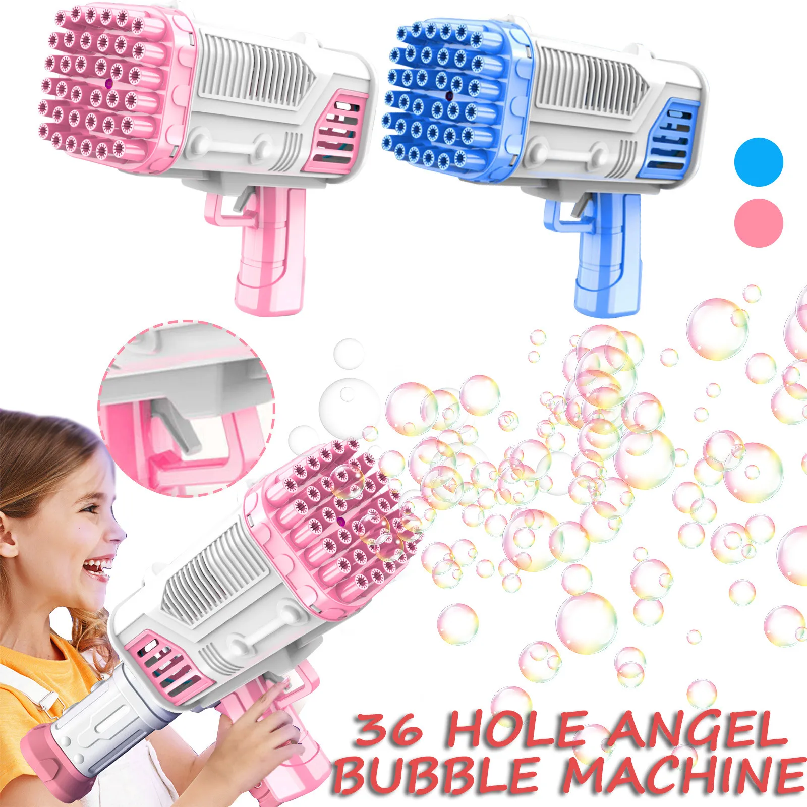 Game Fun Play Toys New 36 Holes Electric Rocket Bubble A Automatic Blow Bubbles  - £23.12 GBP