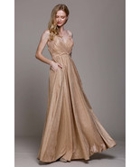 A-Line Glitter Dress with Side Zip for Bridesmaids &amp; Prom - £58.85 GBP