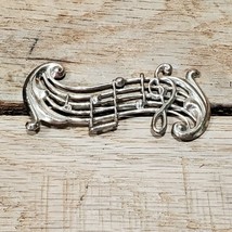 Vintage Musical Staff Stamped Sterling Silver Brooch Pin Treble Clef Notes - £15.78 GBP