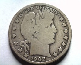 1902 BARBER HALF DOLLAR VERY GOOD VG NICE ORIGINAL COIN BOBS COINS FAST ... - $31.00