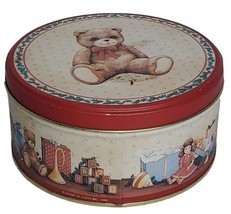 Decorative Tin Teddy Bear Sitting 5.5&quot; Round Distressed - $5.31 CAD