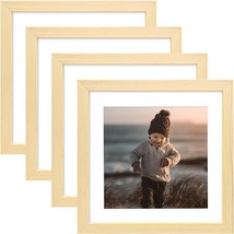 4 Pack 9&quot;x9&quot; Picture Frames Natural Wood Frames with Acrylic Plexiglass - £14.75 GBP