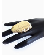 Large Gold Statement Ring, Irregular Gold Slab Ring, Big Minimalistic Ar... - $877.30 MXN