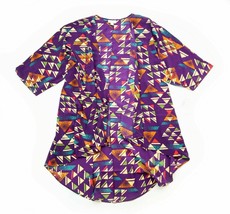LuLaRoe Lindsay Kimono Cardigan Short Sleeve High Low Purple Triangle Geometric - £13.00 GBP