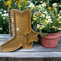 Chip &amp; Dip Cowboy Boot  W Star Spur Dip Bowl Western Rodeo Decor  Block Ceramics - £21.30 GBP