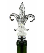 Silver Color Acrylic French Fleur De Lis Wine Bottle Stopper Topper W/ C... - $30.06 CAD