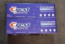 2 Crest 3D White Stain Eraser Icy Clean Mint Fluoride Toothpaste 3.1 oz. (BN10) - £9.52 GBP