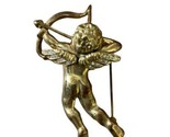 Gold Tone Rhinestone Cupid with Bow Valentine Pin brooch 2 1/8 in Jewelry - £5.58 GBP