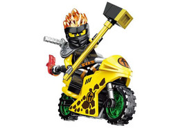 Minifigure Cole Ninjago With Yellow Motorcycle Bulk Block - $9.73