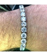 Men&#39;s 35ct Simulated Diamond Single Row Tennis Bracelet White Gold Plate... - $140.24