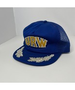 Vintage URW Union Blue Gold Snapack Trucker Hat Cap Made in USA - $14.13