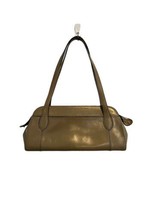 MONSAC ORIGINAL Small Shoulder Hand Bag Purse Genuine Leather Taupe Zip Top - £15.09 GBP