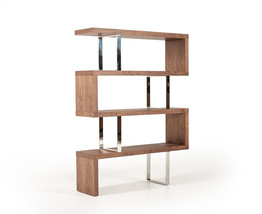 67" Walnut Manufactured Wood Four Tier Zig Zag Bookcase - $24,759.09 MXN
