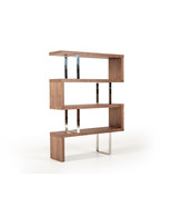 67&quot; Walnut Manufactured Wood Four Tier Zig Zag Bookcase - $24,630.92 MXN