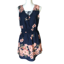 Hint of Blush Womens Juniors Summer Floral Sleeveless Dress Size L Navy ... - $25.23