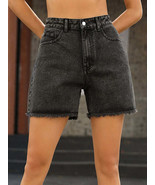 Raw Hem High Waist Denim Shorts - $31.49