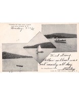 OQUAGA LAKE NEW YORK~VIEWS OF LAKE~BOATS~LESLIE CARL POSTCARD 1907 - £4.90 GBP