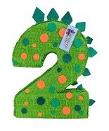 20&quot; Tall  Number Two Pinata Second Birthday Pinata Bright Green Dinosaur... - $747.17 MXN