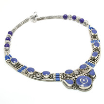 Lapis Lazuli Gemstone Handmade Ethnic Gifted Jewelry Necklace Nepali 18&quot; SA 4196 - £16.44 GBP