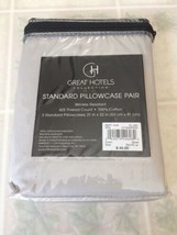 Great Hotels Collection STANDARD Pillowcases Solid Gray 100% Cotton MSRP... - £18.53 GBP