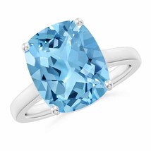 ANGARA Classic Cushion Swiss Blue Topaz Ring with Hidden Accents (A Size-12x10) - £490.69 GBP