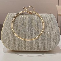 Round Fashion Ring Party Shiny Lock Clutch Small Clutch Elegant  Handbags Weddin - £54.00 GBP