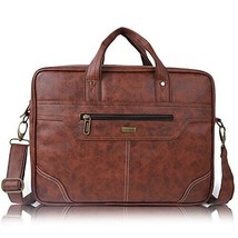 Vegan Leather Briefcase Laptop bag for men in Office Handbag Shoulder ba... - £36.12 GBP