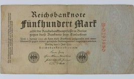 1922 Germany 500 Mark Note Weimar Republic Treasury Notes 2nd Issue - $52.46