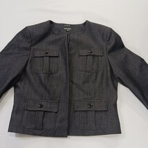 Ellen Tracy Stretch RN#54163 Womens Gray Open Front Blazer Jacket Pockets Size 8 image 11