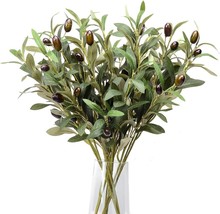 5 Pack Olive Branches Artificial Plants Greenery Stems Olive Leaves Fake Fruits - £28.54 GBP