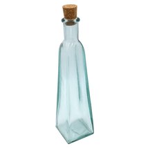 Green Glass Pyramid Bottle with Cork - 10 oz Capacity - £11.00 GBP
