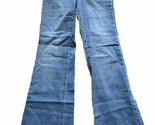 Frayed Denim High Rise Super Flared Jeans Strech Retro Festival Size 24 ... - $28.04