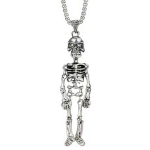 Mens Large Skull Skeleton Pendant Necklace Gothic Punk Retro Jewelry Chain 24&quot; - £10.34 GBP