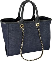 Canvas Handbag Removable Chains Shoulder Bag - £40.20 GBP