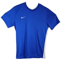 Mens Nike Blue Shirt Size M Medium Royal with White Stripe Down Side Tee - $24.61