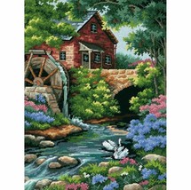 DIMENSIONS 2484 Old Mill Cottage Needlepoint Kit 12x16 Printed Color Mes... - $25.19