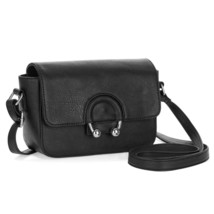 No Boundaries Ring Crossbody Bag Solid Black Faux Leather NEW - £12.27 GBP