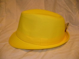 Nollia Unisex Trilby Neon Fedora Hat Bright Solid Neon Yellow Light Weight NEW - £11.82 GBP