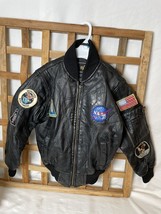 Alpha Industries Kids NASA Black Leather Bomber Jacket. Size 3T - £51.51 GBP