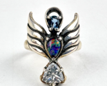 Carolyn Pollack .925 Pear Shaped Opal Triplet Blue &amp; White Topaz Angel R... - £92.87 GBP